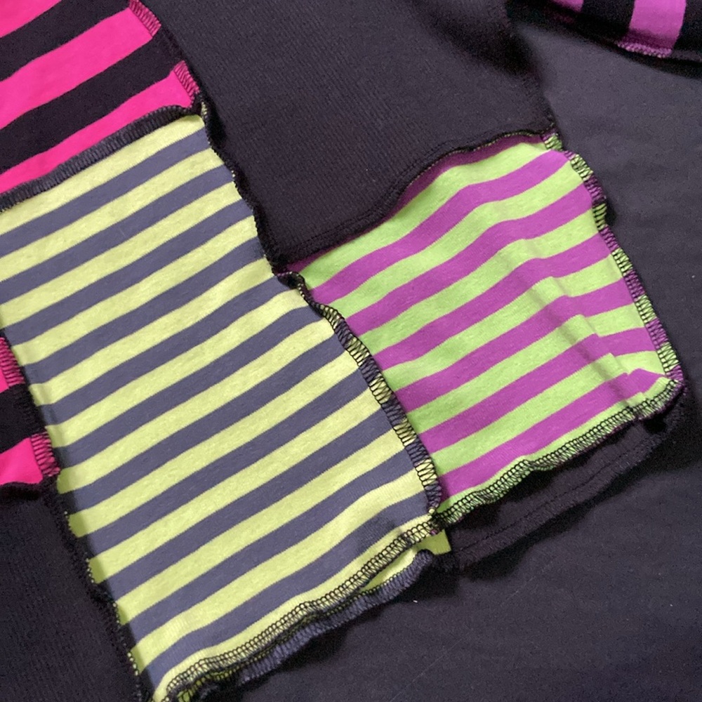 The Ragged Priest Patchwork Striped Long Sleeve Crop Pink Purple Green Size S - Picture 10 of 11